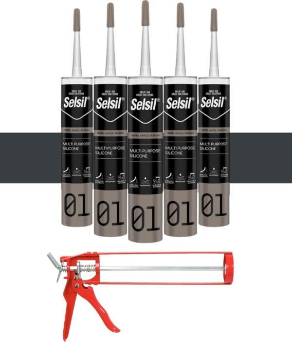 Selsil Ga Silikon 280 Gr. Antrasit Gri (5 Adet),Demir Tabanca - Image 1
