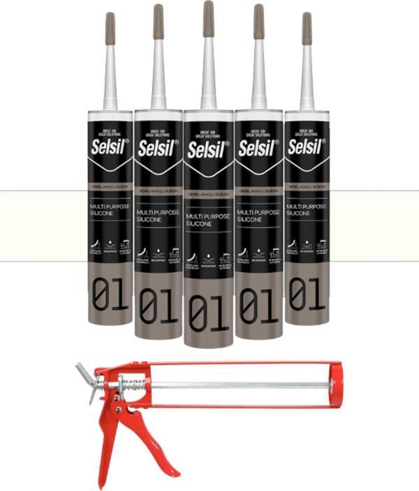 Selsil Ga Silikon 280 Gr. Beyaz (5 Adet),Demir Tabanca - Image 1