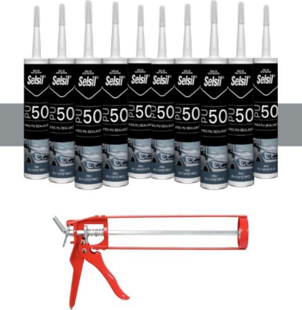 Selsil Pu Mastik 280 Ml Gri (10 Adet),Demir Tabanca - Image 1