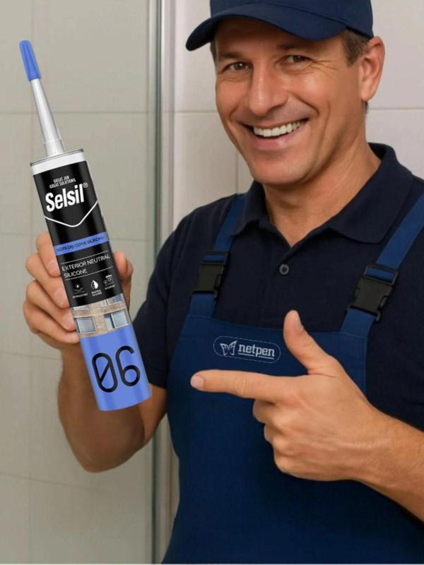 Selsil Nötr Cephe Silikonu 300 Ml Şeffaf (10 Adet),Alüminyum Tabanca - Image 1