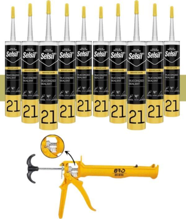 Selsil Silikonize Mastik 500 Gr Bronz (10 Adet),Alüminyum Tabanca - Image 1