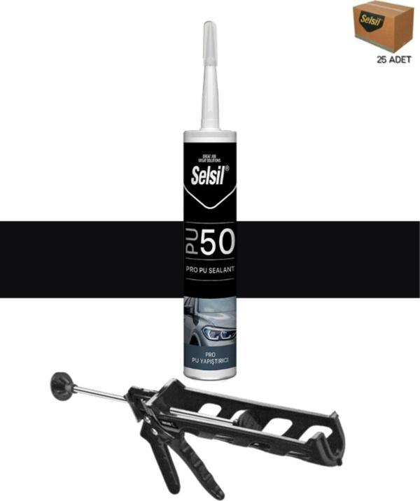 Selsil Pu Mastik 280 Ml Siyah (25 Adet), Plastik Tabanca - Image 1