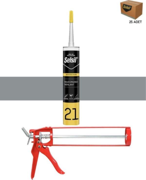 Selsil Pu Mastik 280 Ml Gri (25 Adet),Demir Tabanca - Image 1