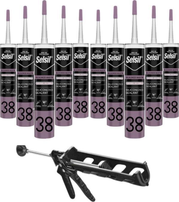 Selsil Silikonize Beyaz Mastik 500 Gr. 10 Adet +  Kendo Silikon Tabancası - Image 1