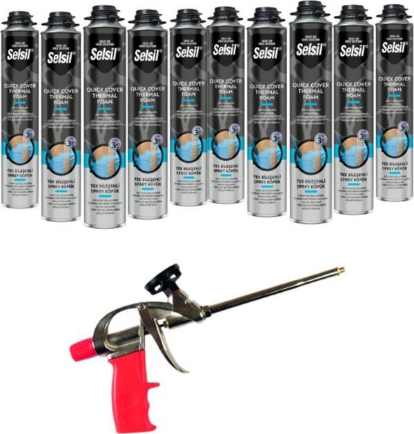 Selsil Thermal Foam Isı Ve Ses Yalıtım Köpüğü 850 Ml. (10 Adet),Demir Köpük Tabancası - Image 1