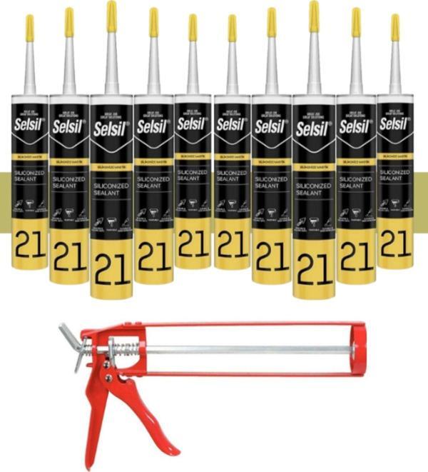 Selsil Silikonize Mastik 500 Gr Bronz (10 Adet),Demir Tabanca - Image 1
