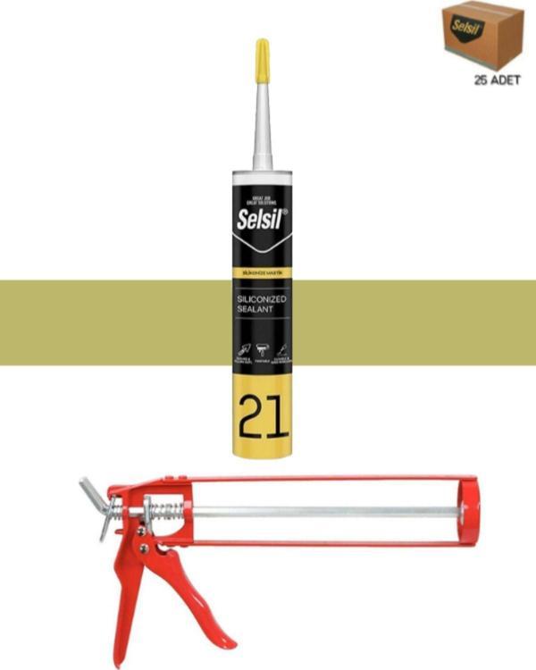 Selsil Silikonize Mastik 500 Gr Bronz (25 Adet),Demir Tabanca - Image 1