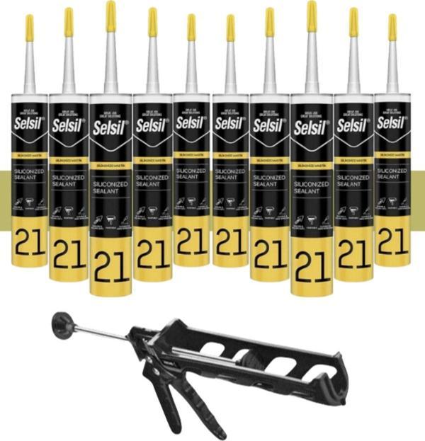 Selsil Silikonize Bronz Mastik 500 Gr. 10 Adet +  Kendo Silikon Tabancası - Image 1