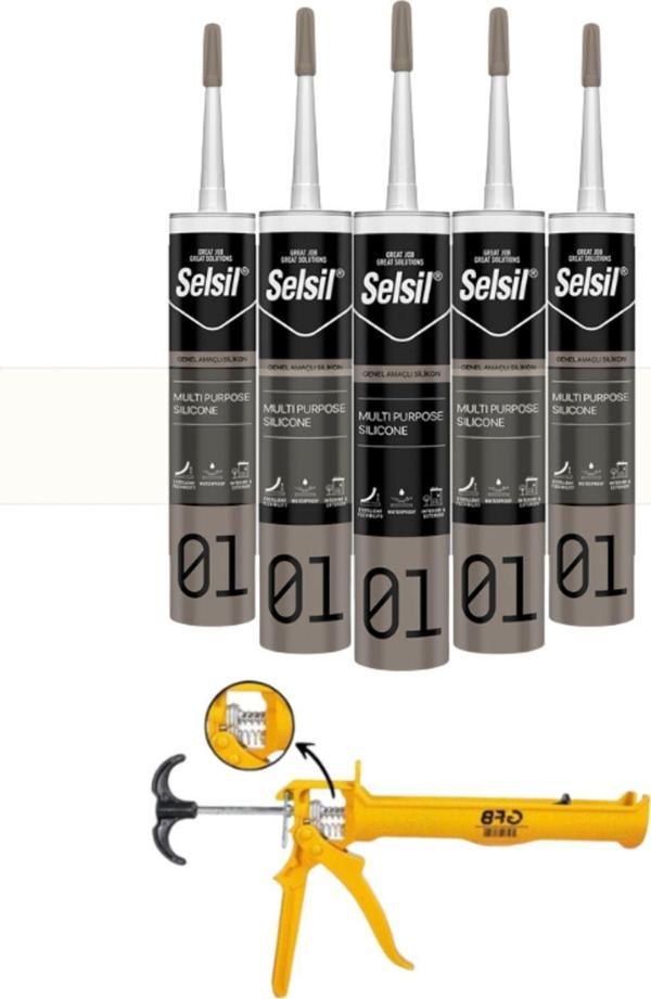 Selsil Ga Silikon 280 Gr. Şeffaf (5 Adet),Alüminyum Tabanca - Image 1
