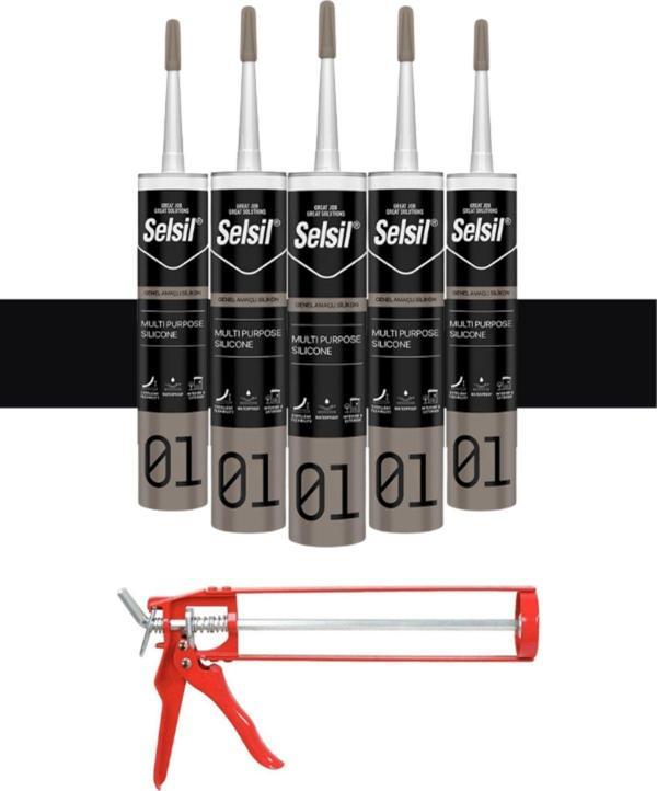 Selsil Ga Silikon 280 Gr. Siyah (5 Adet),Demir Tabanca - Image 1