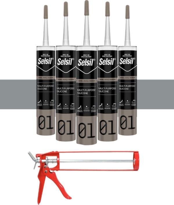 Selsil Ga Silikon 280 Gr. Gri (5 Adet),Demir Tabanca - Image 1