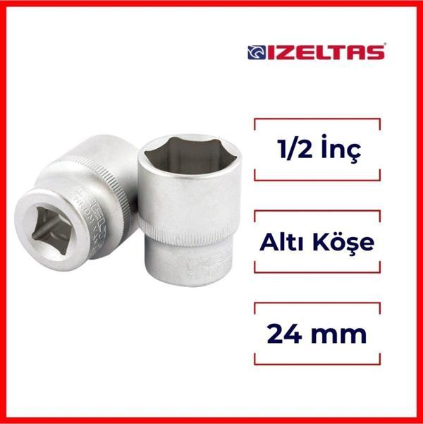 İzeltaş Altı Köşe Lokma Anahtar, 1/2 İnç 24 Mm, Yüksek Tork Dayanımı - Image 1