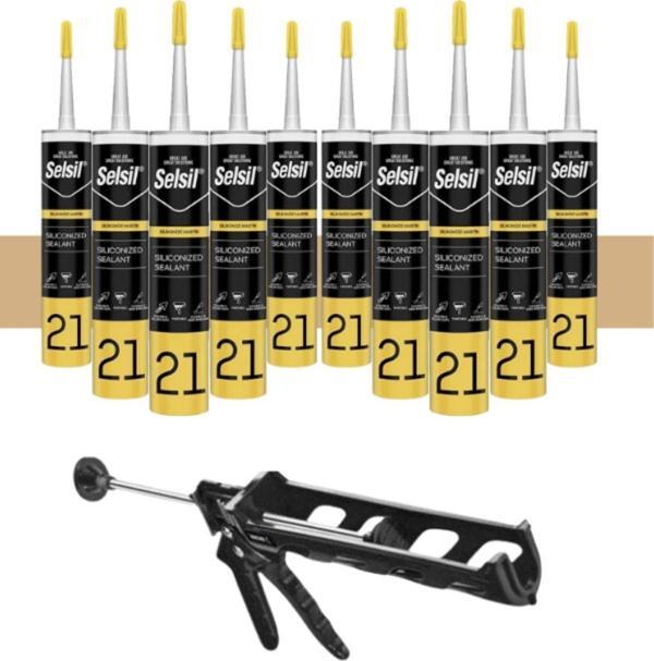 Selsil Silikonize Mastik 500 Gr Bej (10 Adet), Plastik Tabanca - Image 1