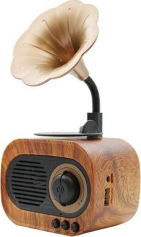 Gramafon Ahşap Renk Bluetooth Hoparlör - Image 1