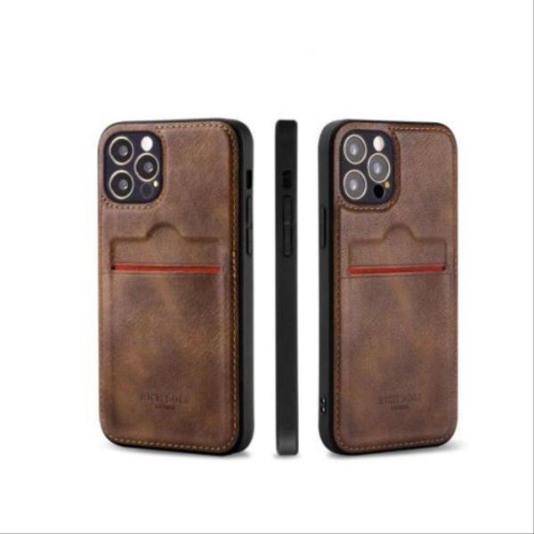 Iphone 11 Pro Max Uyumlu Kartlıklı Lüx Deri Kılıf Koyu Kahverengi - Image 1