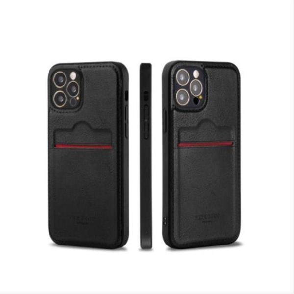 Iphone 13 Pro Max Uyumlu Kartlıklı Lüx Deri Kılıf Siyah - Image 1