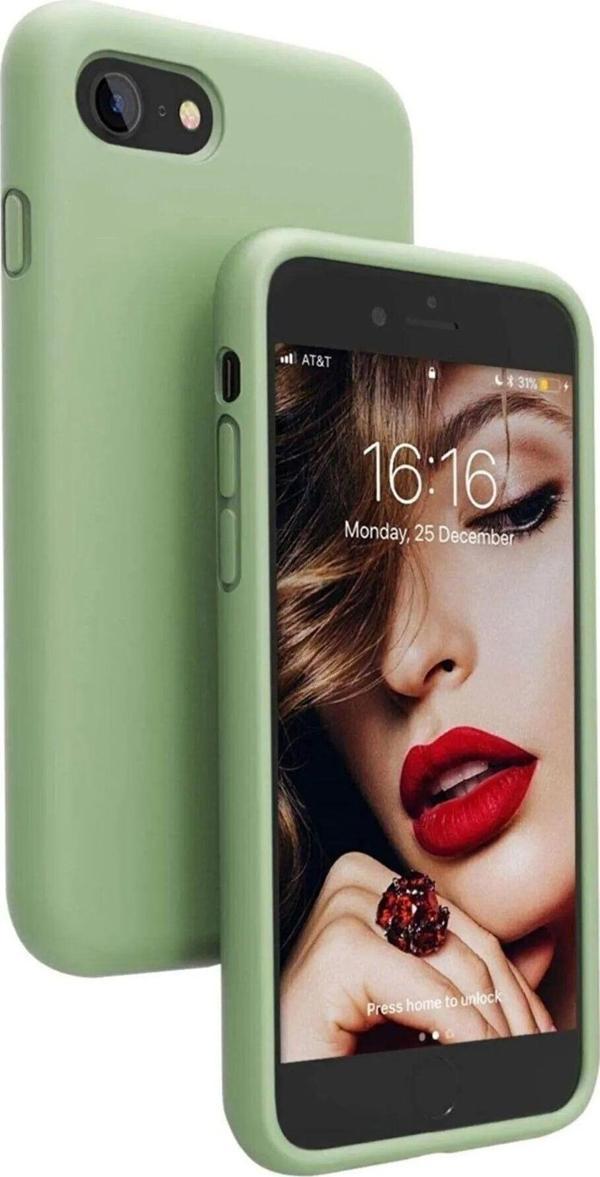 Iphone 7 Yeşil Kadife Silikon Kılıf - Image 1