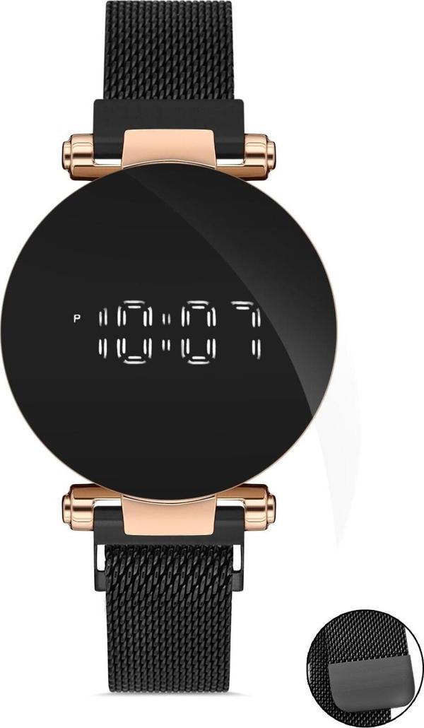 Siyah Rose Gold Kadın Hasır Kordon Dijital Kol Saati Dsgma220a - Image 1