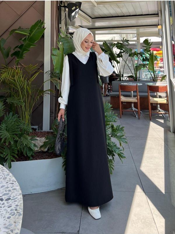 Pink Fly Krep Kumaş Tesettür Kadın Jile Siyah Fly103 - Image 1