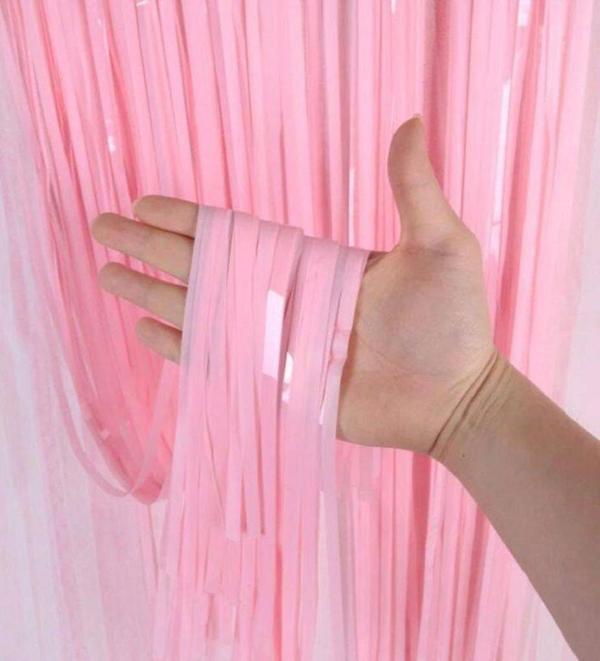 Nessiworld Soft Pembe Püsküllü Kapı Perdesi - Parti, Baby Shower, Cinsiyet Partisi 1x2 m - Image 1