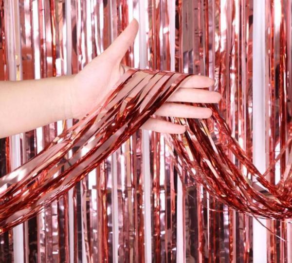 Nessiworld Rose Gold Püsküllü Kapı Perdesi - Parti, Bekarlığa Veda, Doğum Günü 1x2 m - Image 1