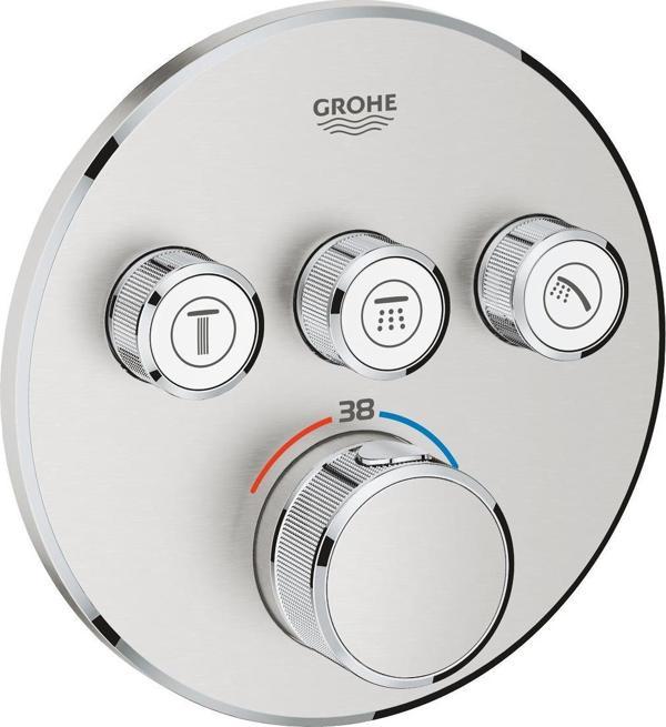 Grohe SmartControl 3 Valfli Akış Kontrollü, Ankastre Termostatik Duş Bataryası Paslanmaz Çelik - 29121DC0 - Image 1