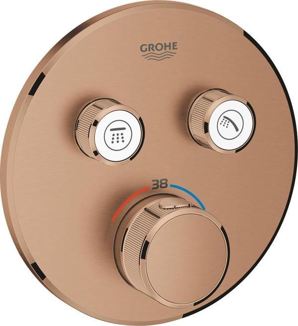 Grohe Grohtherm Smartcontrol Çift Valfli Akış Kontrollü, Ankastre Termostatik Duş Bataryası Brushed Warm Sunset - 29119D - Image 1