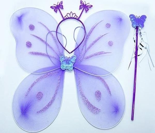 Nessiworld  Lila Renk Kelebek Kanadı Tacı ve Sopası 50x37 cm - Image 1