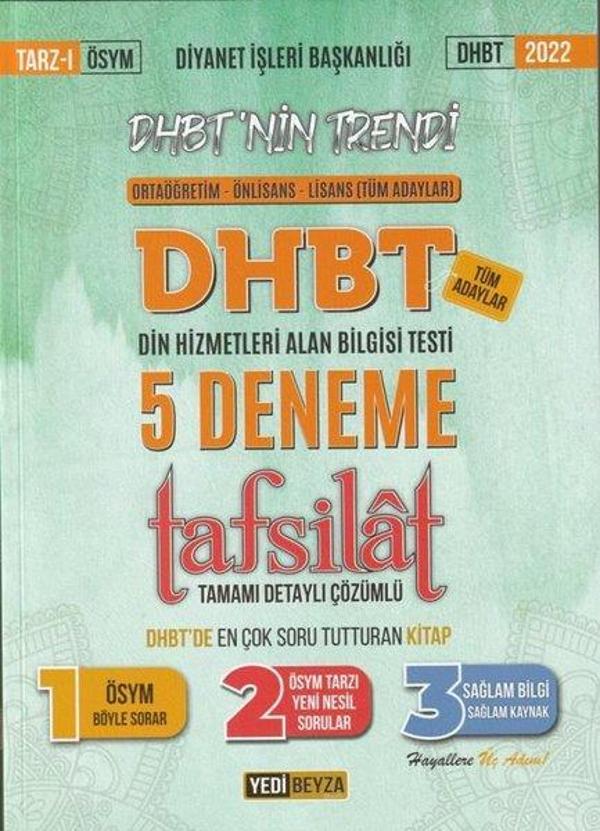 2022 DHBT Tafsilat 5 Deneme Tamamı Detaylı Çözümlü - Yedi Beyza - Image 1