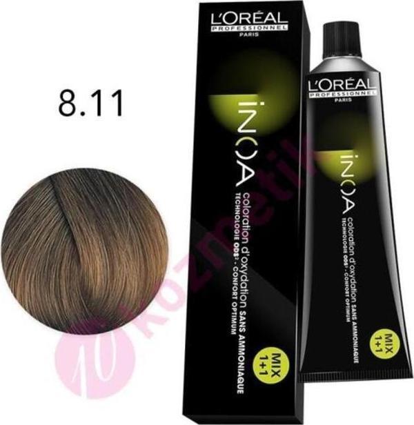 Inoa Amonyaksız Saç Boyası 8.11 Açık Kumral Yoğun Küllü - Image 1