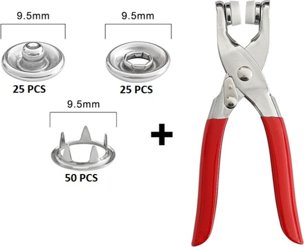 Metal Çıtçıtlı Düğme Pensesi ve Düğmesi (25 Set) - Image 1