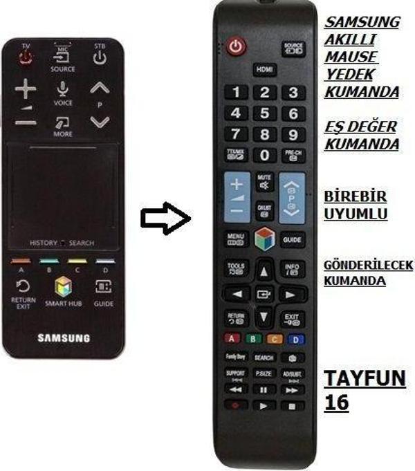 SAMSUNG ile uyumlu AKILLI KUMANDA AA59-00775A – AA59-00774A-YEDEK KUMANDA - Image 1