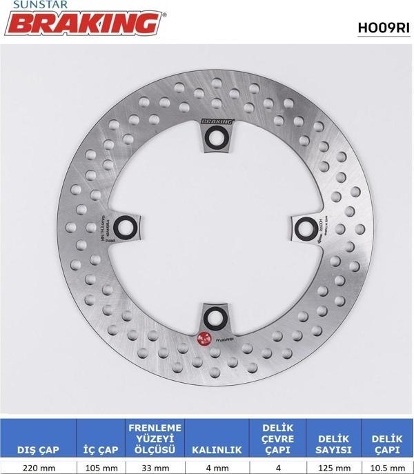 HONDA CRF 250L CBR 125 YUVARLAK ARKA FREN DİSKİ 2017-2024 - Image 1
