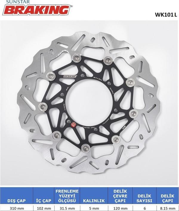 DALGALI ÖN PERFORMANS FREN DİSKİ SUZUKI GSX-R 750cc ÖN SOL 2008-2017 - Image 1
