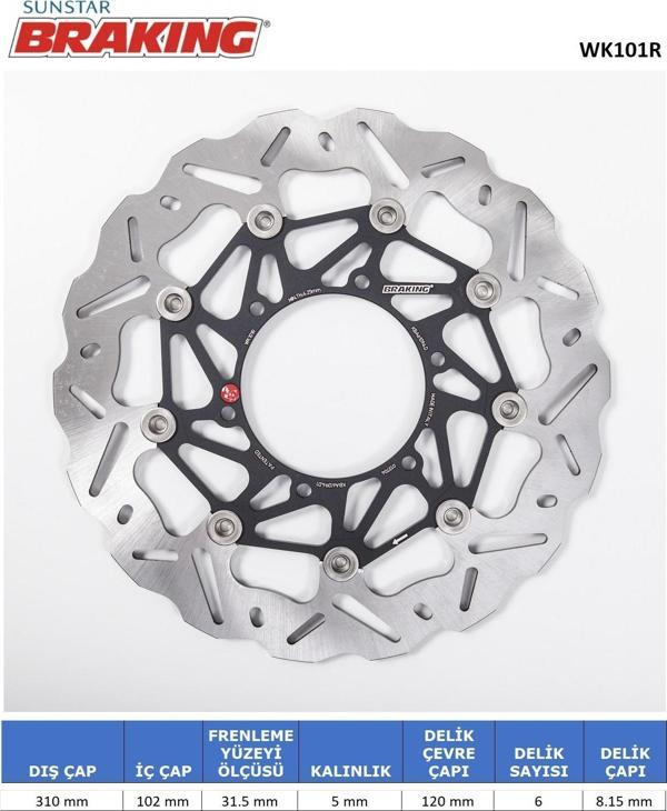 DALGALI ÖN PERFORMANS FREN DİSKİ SUZUKI GSX-R 750cc ÖN SAĞ 2008-2017 - Image 1