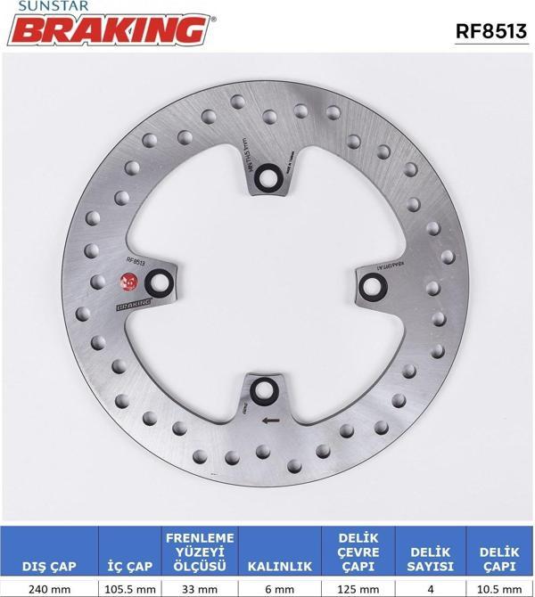 HONDA SWT 600 YUVARLAK ARKA FREN DİSKİ HONDA SW-T ABS 600cc ARKA 2011-2013 - Image 1