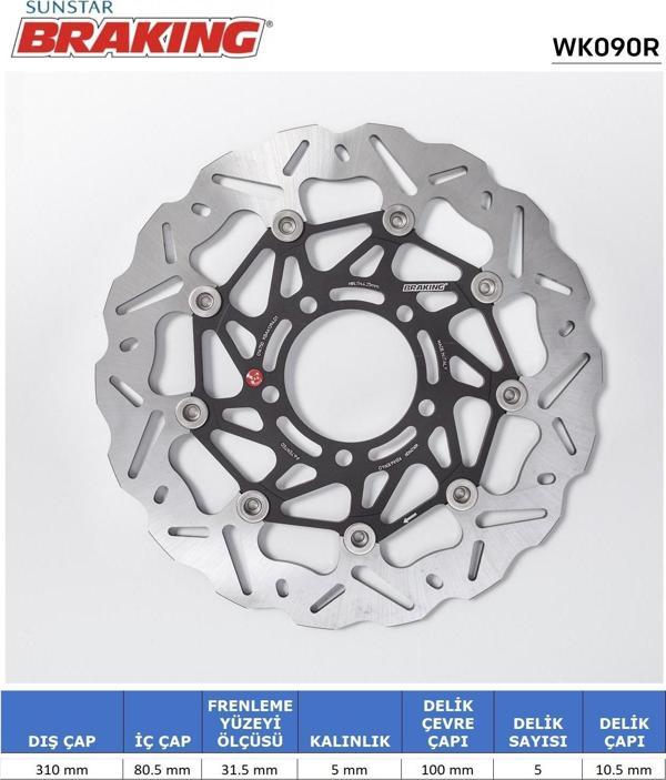 KAWASAKI DALGALI ÖN PERFORMANS FREN DİSKİ KAWASAKI ZZR ZX-14R 1400cc ÖN SAĞ 2006-2020 - Image 1