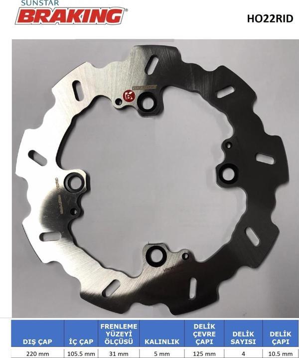 DALGALI ARKA FREN DİSKİ TRIUMPH SPEED TRIPLE R S RS 1050cc ARKA 2005-2021 - Image 1