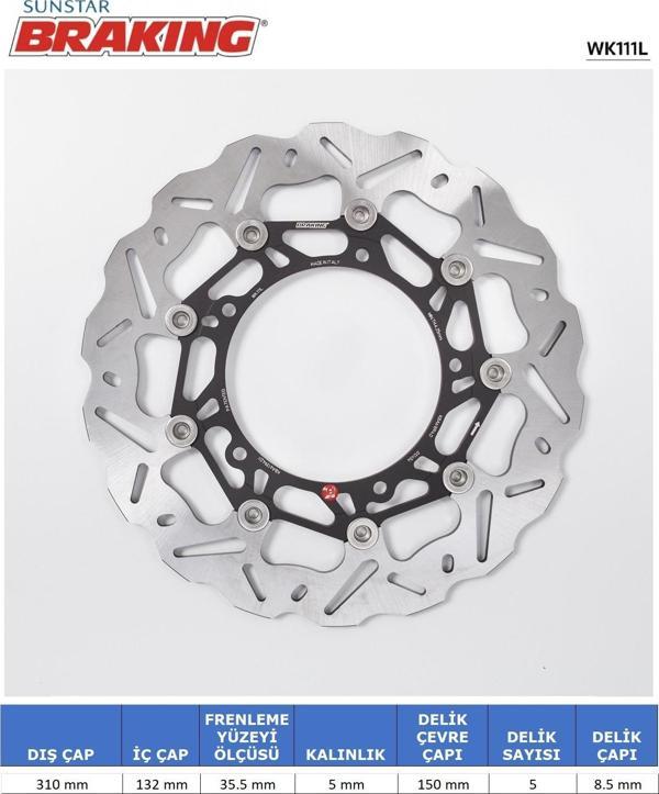YAMAHA R6 FZ8 XTZ 1200 DALGALI ÖN PERFORMANS FREN DİSKİ ÖN SOL 2006-2010 - Image 1