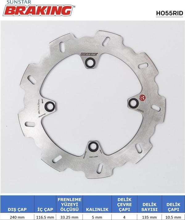 HONDA CBF 500-600-1000 X-ADV 750 CBR 600 F DALGALI ARKA FREN DİSKİ 2017-2025 - Image 1