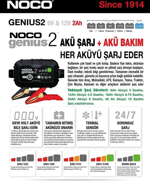 NOCO 6V12V 2 Lİ 2 AMPER AKÜ ŞARJ CİHAZI UNIVERSAL cc - Image 1