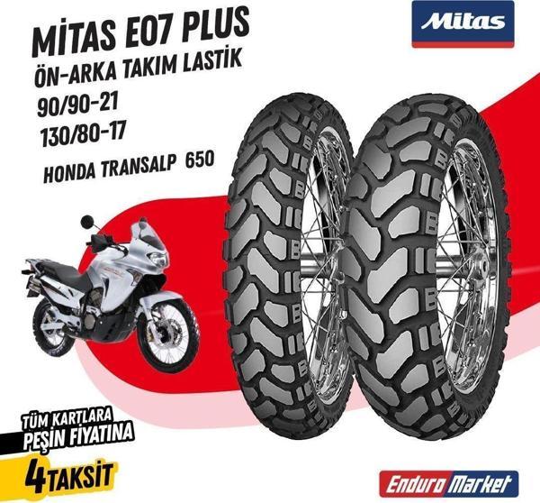 Honda Transalp 750  90/90-21 - 130/80-17  E-07 Plus Ön - Arka Takım Lastik - Image 1