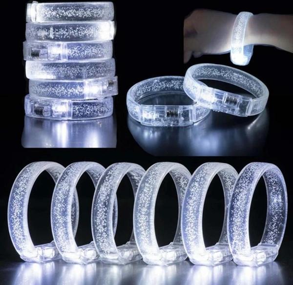 Nessiworld Beyaz-Gümüş Led Işıklı Baskı Yapılabilen Pilli Bileklik Bilezik 1,5 cm Genişlik - Image 1