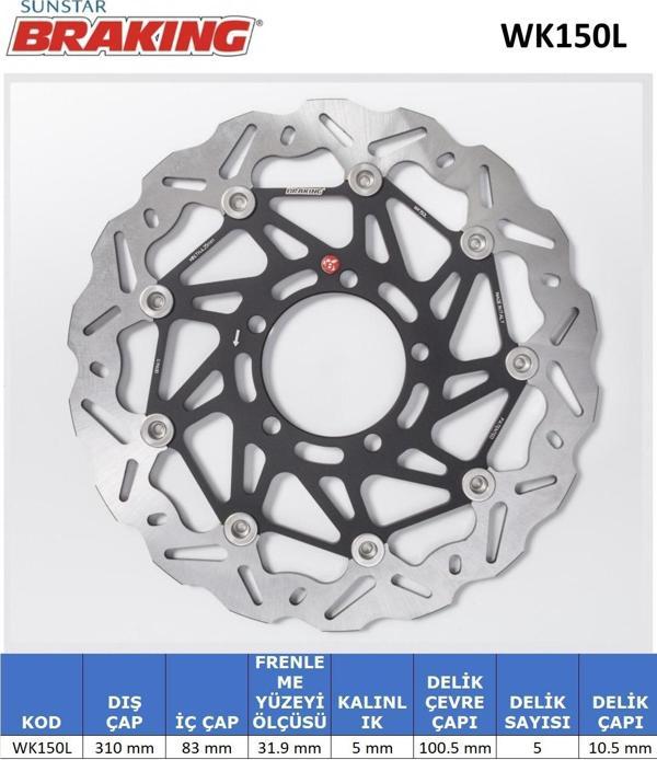 DALGALI PERFORMANS FREN DİSKİ TRIUMPH THRUXTON R 1200cc ÖN SOL 2016-2017 - Image 1