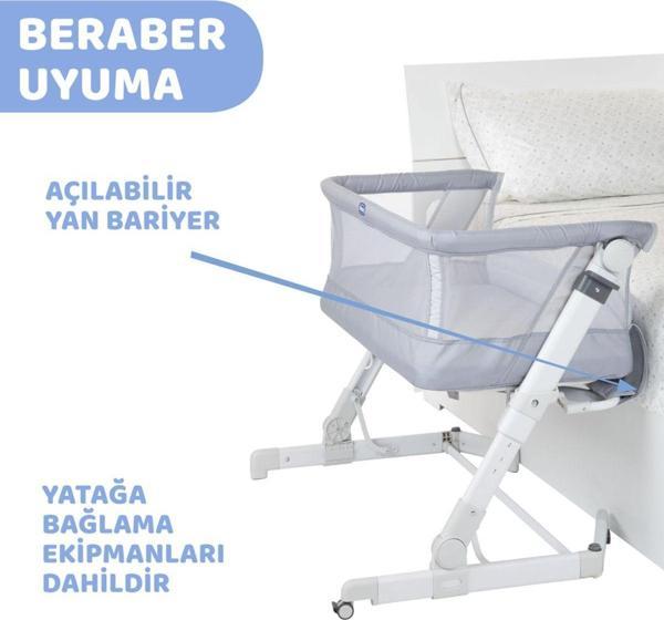 Chicco Next2me Pop-up Anne Yanı Beşik- Grey Mist - Image 1