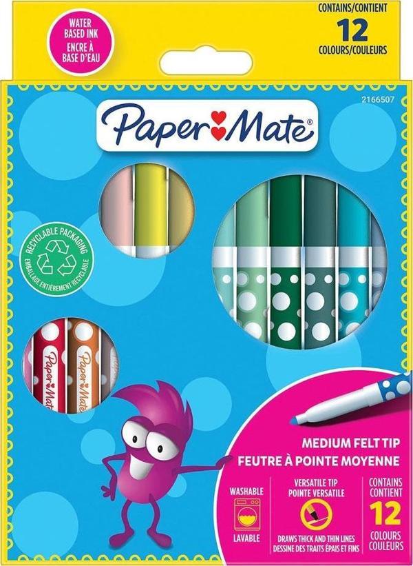 Papermate Keçeli Boya 12 Renk 2166507 - Image 1