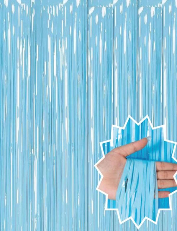 Soft Mavi Püsküllü Kapı Perdesi - Parti, Baby Shower, Sünnet Süsü, Cinsiyet Partisi 1x2 m - Image 1