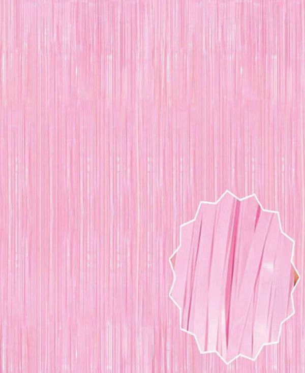 Soft Pembe Püsküllü Kapı Perdesi - Parti, Baby Shower, Cinsiyet Partisi 1x2 m - Image 1