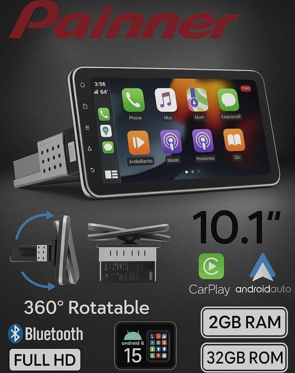 Painner P1002 10.1İnç Android 15 Tek Din Carplay 2Gb Ram 32Gb Hafıza 360 Derece Ekran Multimedya Teyp - Image 1