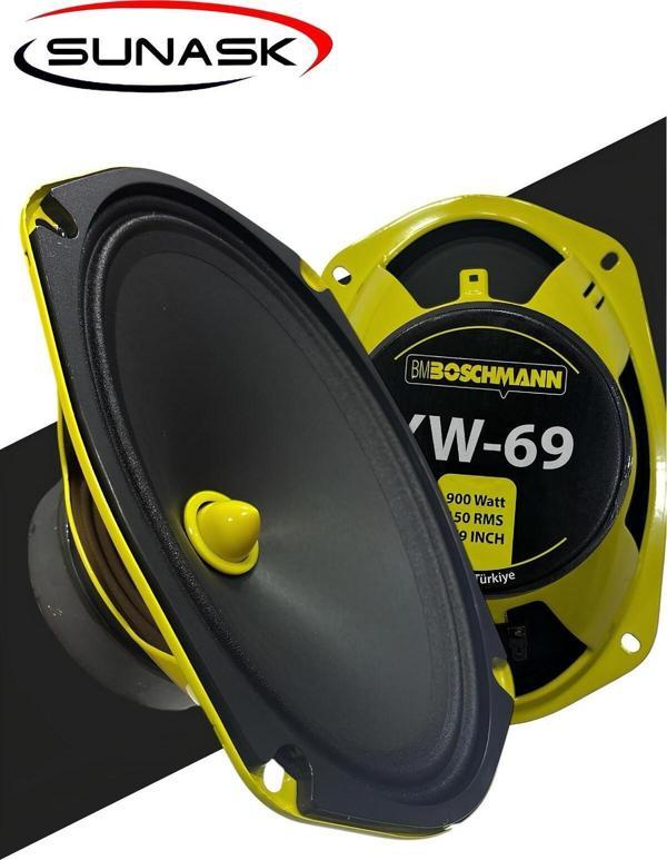Sunask Bm Audıo 900 Watt 150 Rms Oval Midrange Mermi Göbek Oto Hoparlör Amfi Uyumlu 2 Adet - Image 1